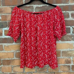 Red off the shoulder floral top